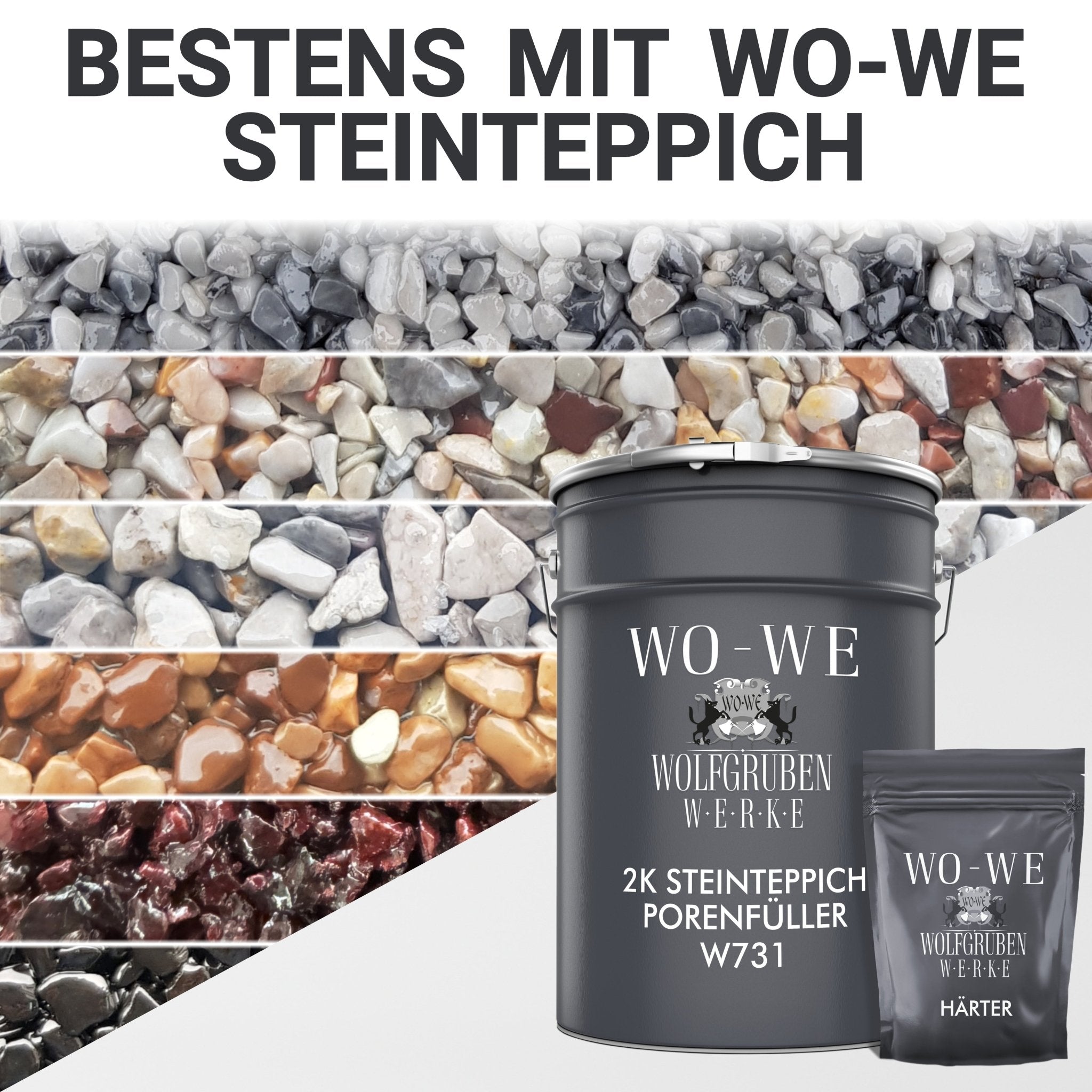 2K Epoxidharz Steinteppich Porenfüller Bodenbeläge Steinboden Treppe W731 3 - 9Kg - WO - WE.SHOP