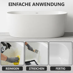 Set completo smalto per vasche da bagno W710 – kit con sgrassante, accessori inclusi – per vasca da bagno, piatti doccia, lavabi
