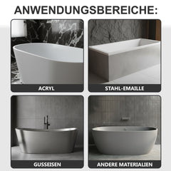 Set completo smalto per vasche da bagno W710 – kit con sgrassante, accessori inclusi – per vasca da bagno, piatti doccia, lavabi