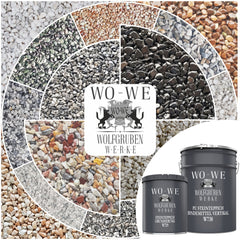 Steinteppich Set Vertikal | Wand, Treppe, Sockel & Stufe | W740 Natursteinteppich mit Grundierung & PU Bindemittel | Korngröße 1 - 4mm - WO - WE.SHOP