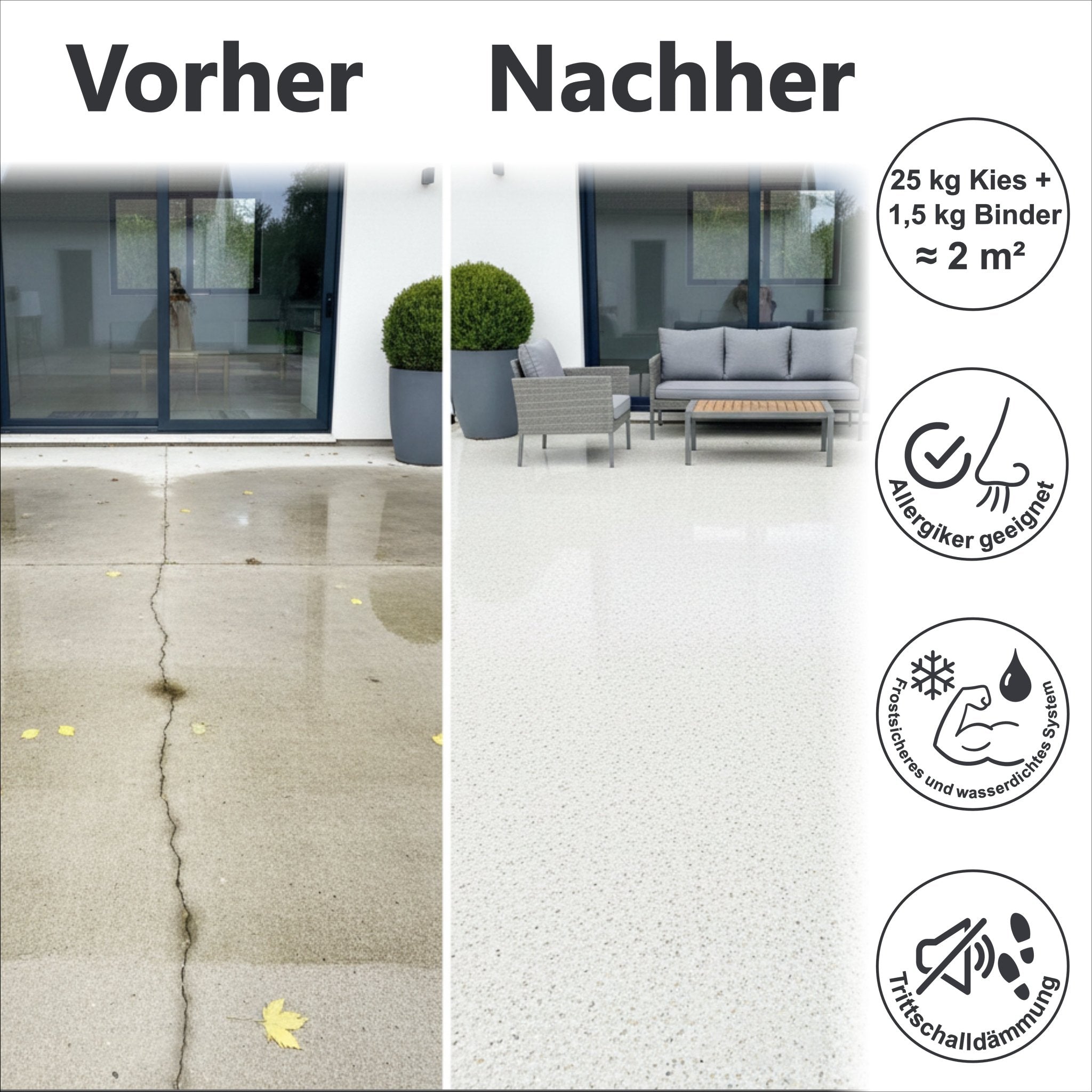 25Kg Steinteppich Set Marmorkies Bodenbeschichtung Naturstein W730 - 2qm - WO - WE.SHOP