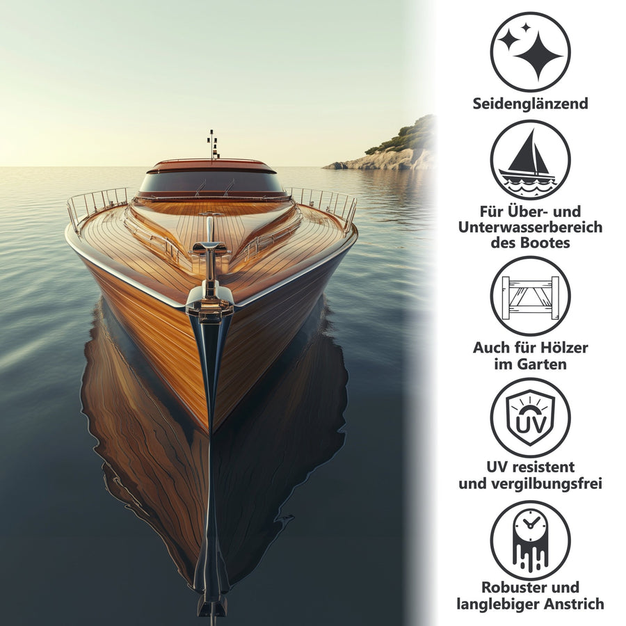Bootslack Bootsfarbe Schiffslack Holzlack Seidenglänzend für Holz Boot Schiff W400 0,75 - 5L - WO - WE.SHOP