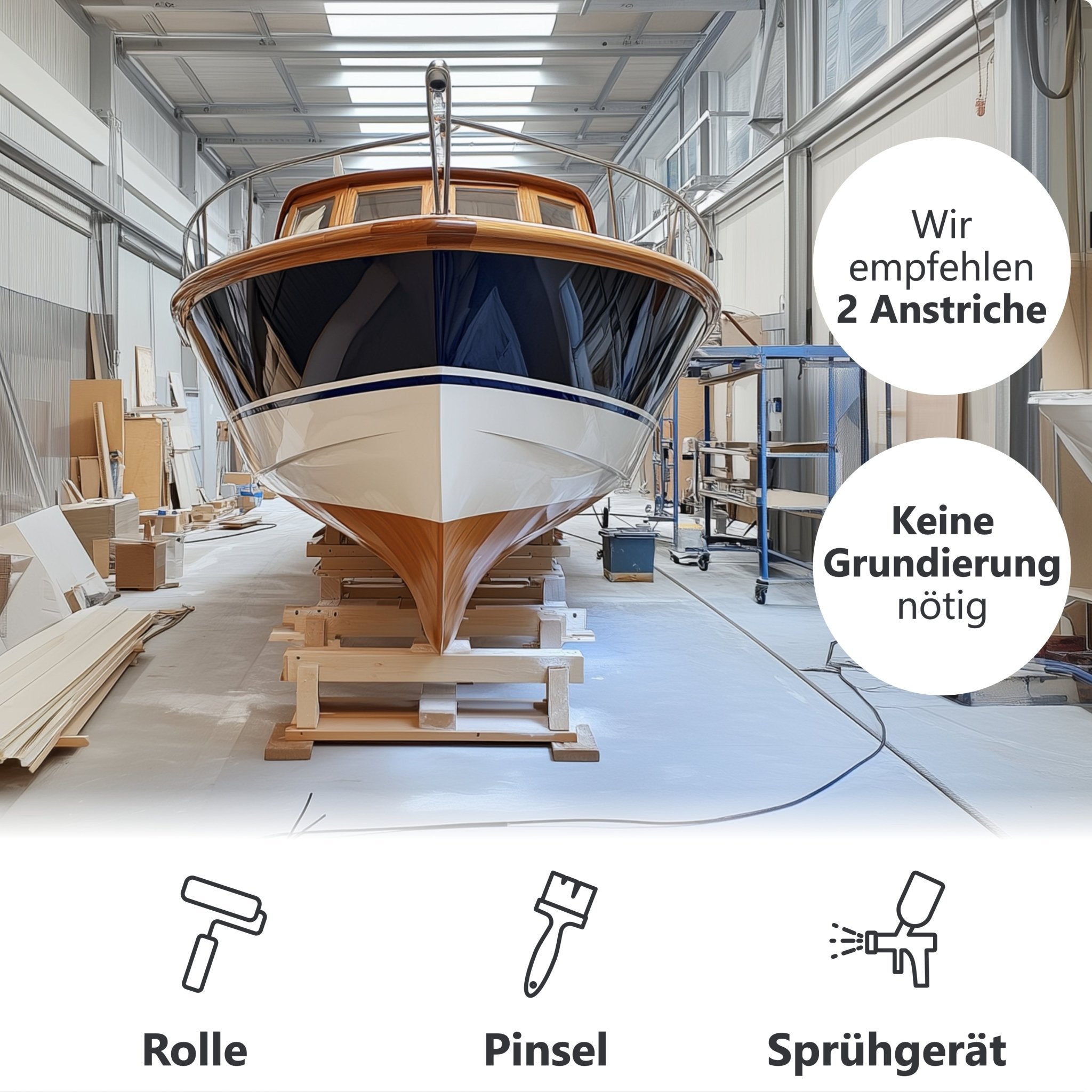 Bootslack Bootsfarbe Schiffslack Holzlack Seidenglänzend für Holz Boot Schiff W400 0,75 - 5L - WO - WE.SHOP